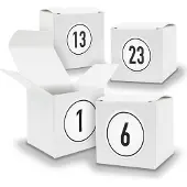Itenga Adventskalender zum Füllen 24x Würfel 6,5cm WEISS + Sticker V04 Z09