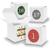 Itenga Adventskalender zum Füllen 24x Würfel 6,5cm WEISS + Sticker V04 Z06