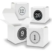 Itenga Adventskalender zum Füllen 24x Würfel 6,5cm WEISS + Sticker V04 Z04