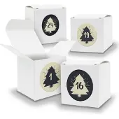 Itenga Adventskalender zum Füllen 24x Würfel 6,5cm WEISS + Sticker V04 Z19