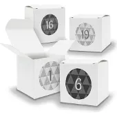 Itenga Adventskalender zum Füllen 24x Würfel 6,5cm WEISS + Sticker V04 Z25