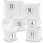 Itenga Adventskalender zum Füllen 24x Quader Würfel gemischt WEISS + Sticker (V01 Z09)
