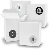 Itenga Adventskalender zum Füllen 24x Quader WEISS + Sticker V07 Z18