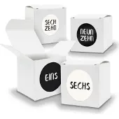 Itenga Adventskalender zum Füllen 24x Würfel 6,5cm WEISS + Sticker V04 Z23