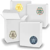 Itenga Adventskalender zum Füllen 24x Quader WEISS + Sticker V07 Z24
