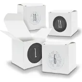 Itenga Adventskalender zum Füllen 24x Würfel 6,5cm WEISS + Sticker V04 Z13