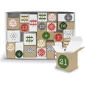 Itenga Adventskalender Komplettset zum Füllen und Aufstellen + Sticker V12 Z06