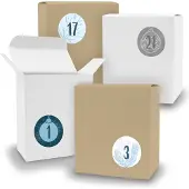 Itenga Adventskalender zum Füllen 24x Quader gemischt WEISS BRAUN + Sticker V09 Z16