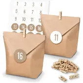 Itenga SET Adventskalender 24x Tüten + Klammern + Zahlensticker (Z32)