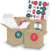 Itenga SET V70 Adventskalender Würfelbox klein, Braun + Zahlensticker Z54, 2cm
