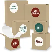 Itenga Adventskalender zum Füllen 24x Quader Würfel gemischt BRAUN + Sticker (V02 Z27)