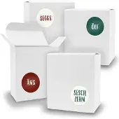 Itenga Adventskalender zum Füllen 24x Quader WEISS + Sticker V07 Z27