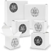 Itenga Adventskalender zum Füllen 24x Quader Würfel gemischt WEISS + Sticker (V01 Z25)