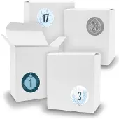 Itenga Adventskalender zum Füllen 24x Quader WEISS + Sticker V07 Z16