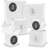 Itenga Adventskalender zum Füllen 24x Quader Würfel gemischt WEISS + Sticker (V01 Z13)