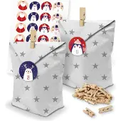 Itenga SET Adventskalender 24 x Tüten Sterne + Klammern + Zahlensticker (Z43)