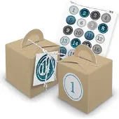 Itenga SET Adventskalender Würfelboxen braun + Garn + Anhänger (V33) + Motiv Z1