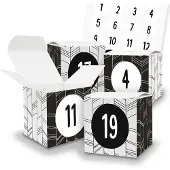 Itenga Adventskalender zum Füllen 24x Würfel mit Muster (V40) + Sticker Zahlen (Z33)