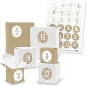 Itenga Adventskalender zum Füllen 24x Quader Würfel gemischt + Sticker (V03 Z37)