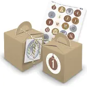 Itenga SET Adventskalender Würfelboxen braun + Garn + Anhänger (V34) + Motiv Z15