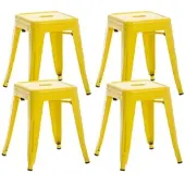 DELUKE Hocker FULDA 4er Set 40x40x46cm Metall Gelb Küchenhocker Esszimmerhocker Stapelhocker