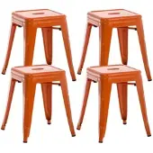 DELUKE Hocker FULDA 4er Set 40x40x46cm Metall Orange Küchenhocker Esszimmerhocker Stapelhocker