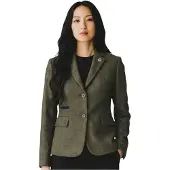 TruClothing Damen-Oliv-Tailored karierter Tweed-Blazer formelle Jacke – TPSTZ-7