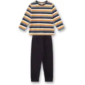 Sanetta Schlafanzug "Pyjama Schlafanzug Streifen lang Kids 1er Pack", Herren, Gr. 104, bunt (blau, orange, weiß), Obermaterial: 80% Baumwolle CO. 20% Polyester PES., Homewear-Sets Schlafanzug