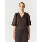 Y.A.S. Kurzarmbluse "YASPELLA 2/4 V-NECK TOP S. NOOS" Materialmix, regular fit