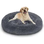 TolleTour Hundebett Hundebetten Katzenbett Hundekissen Plüsch Schlafplatz Hunde Haustierbett dunkelgrau 100cm
