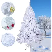 Jiubiaz Weihnachtsbaum Kunstbaum Dekobaum Weihnachts-Baum Tannennadeln innen/Außen 150cm Weiß