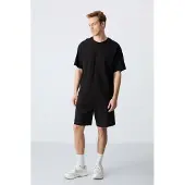 Tommy Life Herren Oversized Baumwollmischung T-Shirt und Shorts Set