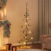 Prolenta Maison Exclusive - Weihnachtsbaum Metall mit Holzständer Schwarz 180 cm