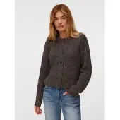 Vero Moda Strickjacke "VMNOVAH LS O-NECK BUTTON CARDI GA NOOS" Materialmix, regular fit