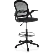 Hjh OFFICE Counterstuhl Naluro Work Arbeitsstuhl mit abklappbaren Armlehnen Stoff / Netzstoff