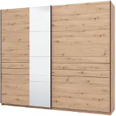 Dmora Peio - Großer Kleiderschrank, 245x218h cm Knoten-Eiche braun, Kleiderstange
