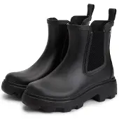 Tommy Hilfiger Chelseaboots "RUBBER FLAG CLEATED RAINBOOT" Stiefelette, Rainboots mit beidseitigem Stretcheinsatz