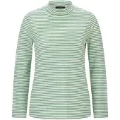 Goldner Kurzgröße: Ringelshirt mit Stehkragen in hellgrün / cremeweiß / geringelt | Gr.: 24