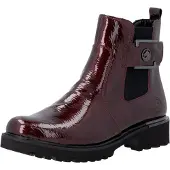 Remonte Chelseaboots , Damen, Gr. 36, Textil, rot kombiniert, Lacklederimitat, Schuhe Chelseaboots, Blockabsatz, Stiefelette, Lackboots in trendiger Optik