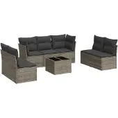 vidaXL 8-tlg. Garten-Sofagarnitur mit Kissen Grau Poly Rattan