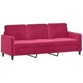 vidaXL 3-Sitzer-Sofa Weinrot 180 cm Samt