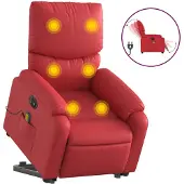 vidaXL Massagesessel mit Aufstehhilfe Elektrisch Rot Kunstleder