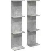 vidaXL Wandregal 2 stk. Betongrau 22 x 15 x 100 cm Holzwerkstoff