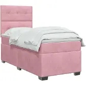 vidaXL Boxspringbett mit Matratze mit Kopfteil Rosa 100 x 200 cm Samt
