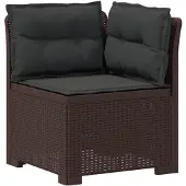 vidaXL 3-Sitzer Garten Sofa mit Kissen Rattan-Look PP Braun