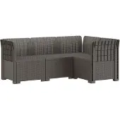 vidaXL 4-Sitzer Gartensofa Rattan-Look PP Hellgrau