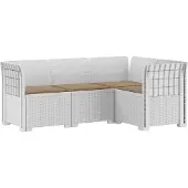 vidaXL 4-Sitzer Gartensofa mit Kissen Rattan-Look PP Weiß