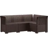 vidaXL 4-Sitzer Gartensofa Rattan-Look PP Braun
