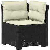 vidaXL 6-Sitzer Garten Sofa mit Kissen Rattan Look PP Anthrazit