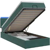 vidaXL Ottoman-Bett mit Matratze und LED Dunkelgrün 100 x 200 cm Samt